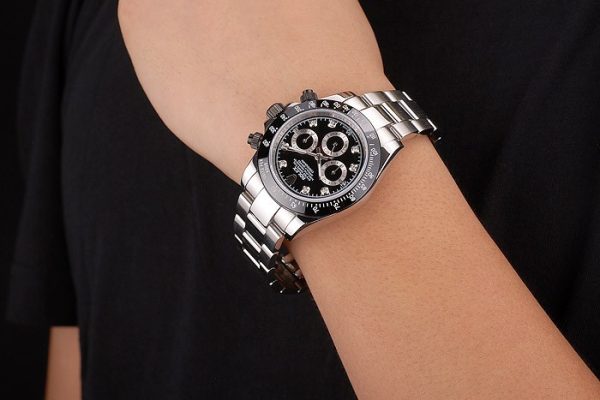Rolex Daytona Stainless Steel Black Enameled Black Dial