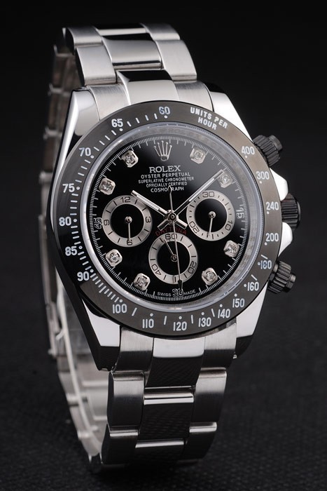 Rolex Daytona Stainless Steel Black Enameled Black Dial