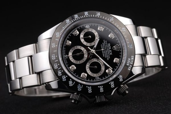 Rolex Daytona Stainless Steel Black Enameled Black Dial