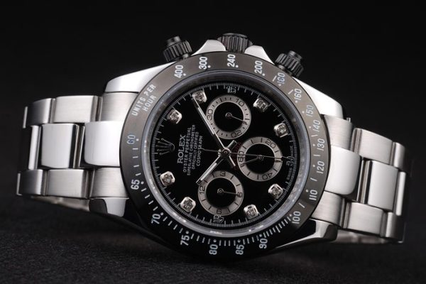 Rolex Daytona Stainless Steel Black Enameled Black Dial