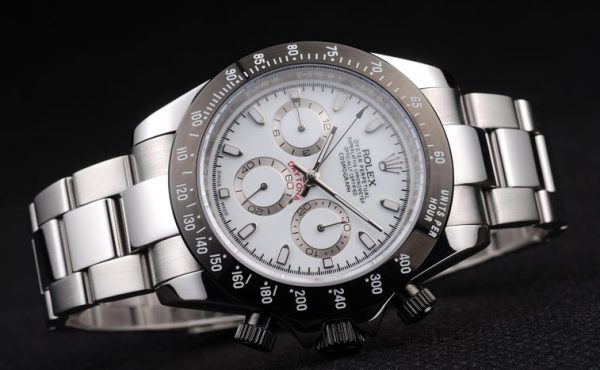 Rolex Daytona Stainless Steel Black Enameled White Dial