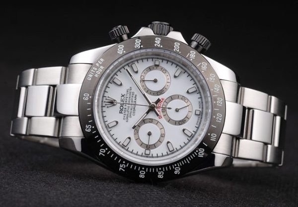 Rolex Daytona Stainless Steel Black Enameled White Dial
