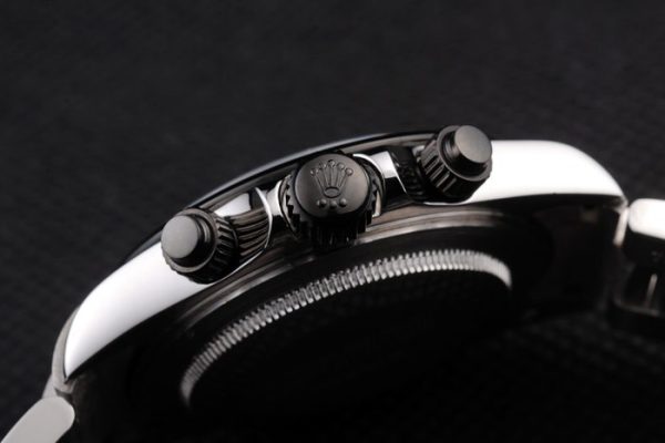 Rolex Daytona Stainless Steel Black Enameled Silver Dial