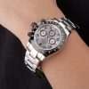 Rolex Daytona Stainless Steel Black Enameled Silver Dial