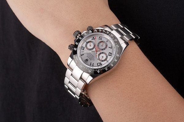 Rolex Daytona Stainless Steel Black Enameled Silver Dial