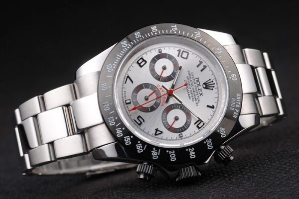 Rolex Daytona Stainless Steel Black Enameled Silver Dial
