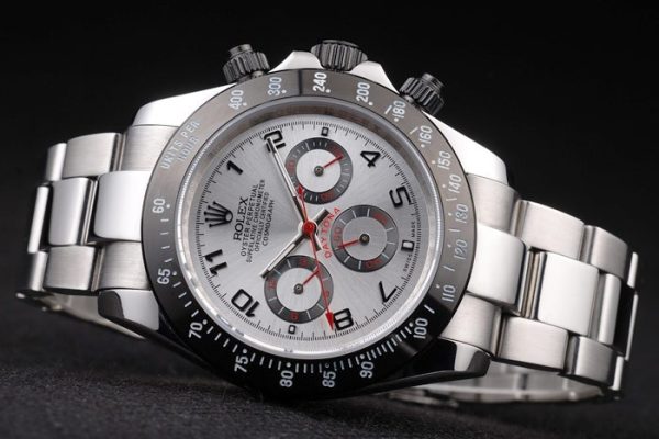 Rolex Daytona Stainless Steel Black Enameled Silver Dial