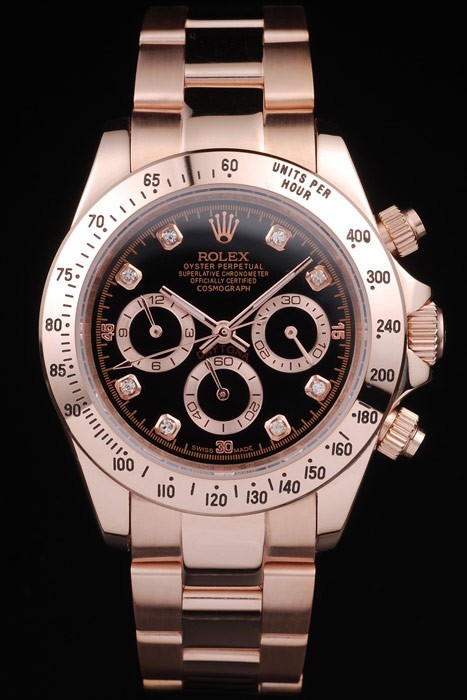 Rolex Daytona Rose Gold Plated Stainless Steel Black Dial