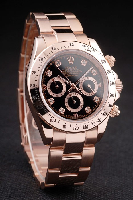 Rolex Daytona Rose Gold Plated Stainless Steel Black Dial