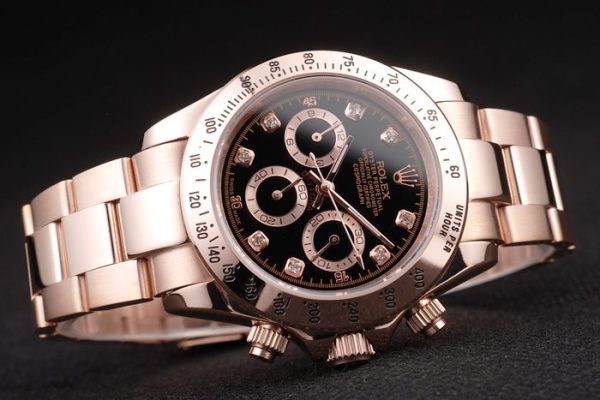 Rolex Daytona Rose Gold Plated Stainless Steel Black Dial