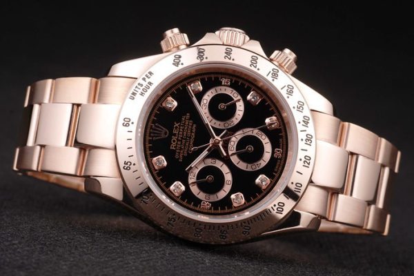 Rolex Daytona Rose Gold Plated Stainless Steel Black Dial