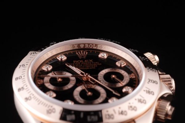 Rolex Daytona Rose Gold Plated Stainless Steel Black Dial