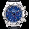 Rolex Daytona Stainless Steel Case Blue Dial Black Leather Strap