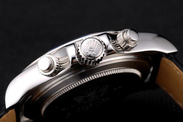 Rolex Daytona Stainless Steel Case Blue Dial Black Leather Strap