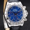 Rolex Daytona Stainless Steel Case Blue Dial Black Leather Strap