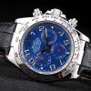 Rolex Daytona Stainless Steel Case Blue Dial Black Leather Strap