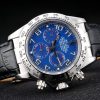 Rolex Daytona Stainless Steel Case Blue Dial Black Leather Strap