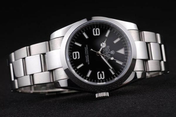 Rolex Explorer Polished Stainless Steel Black Dial