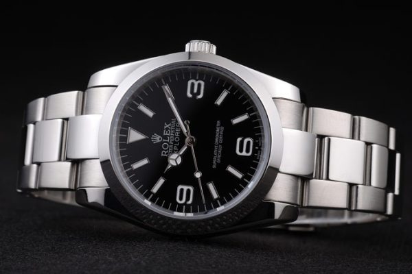 Rolex Explorer Polished Stainless Steel Black Dial