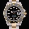 Swiss Rolex GMT Master Rose Gold Bezel Black Dial 80295